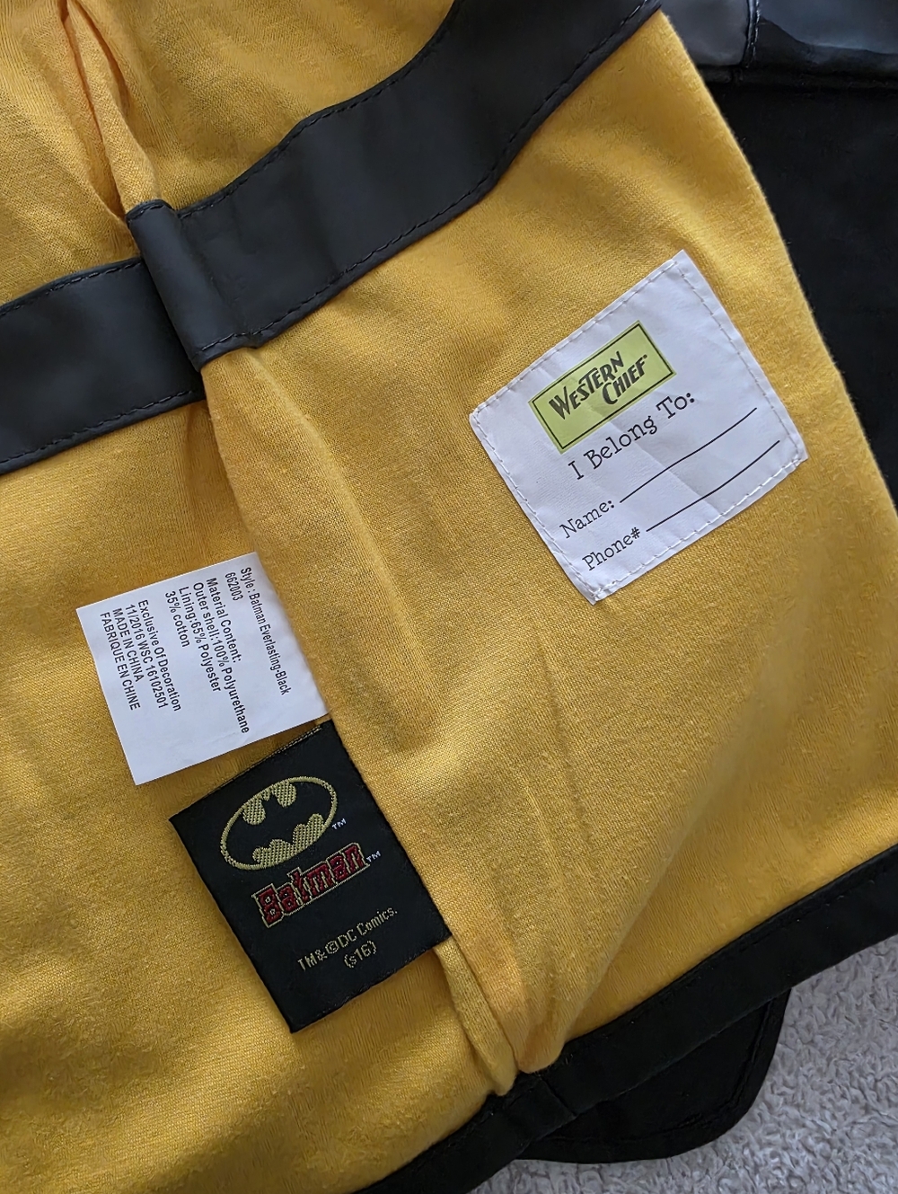 Western Chief Batman Everlasting Raincoat, Toddler Size 4T, GUC - Black - Picture 9 of 14